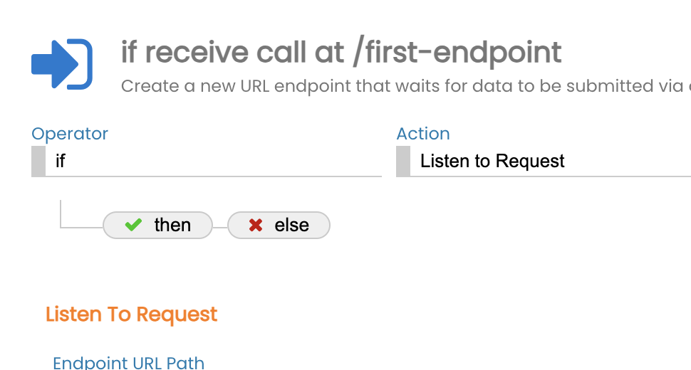 Inline data flow view with THEN and ELSE buttons.